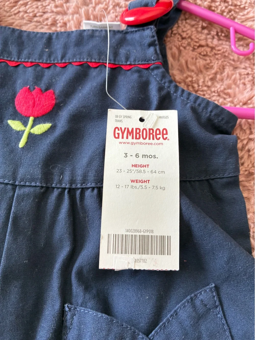 Gymboree Holland Days 08 Navy Overalls with Red Tulip and Red Strap Accents NWT